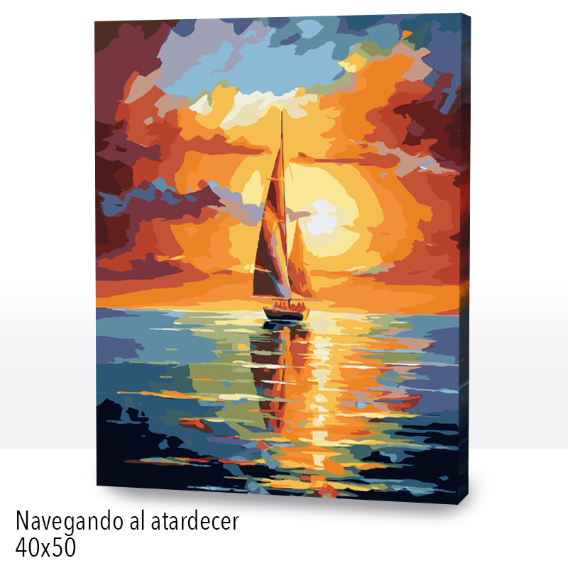 Kit Paint by numbers 40x50 Navegando al atardecer | WC2551