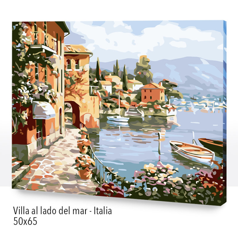 Kit Paint by numbers con bastidor 50x65cm: Villa al lado del mar-Italia | WG4589