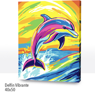 🎨Kit Paint by numbers con bastidor 40x50cm: Delfín vibrante | WC2589 