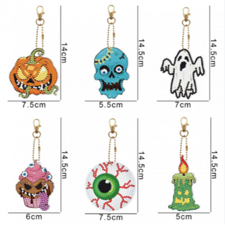 Kit Diamond Painting / Pack de 6 llaveros Amuletos terroríficos| YSK117