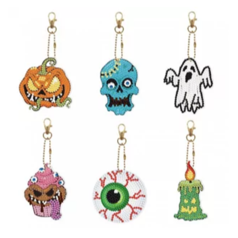 Kit Diamond Painting / Pack de 6 llaveros Amuletos terroríficos| YSK117