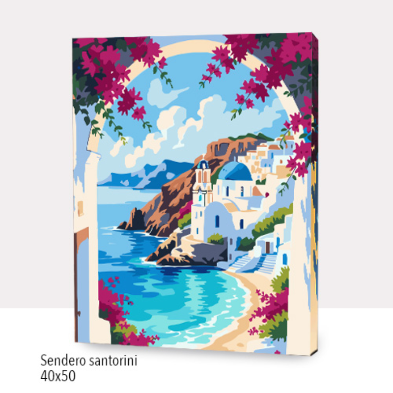 🎨Kit Paint by numbers con bastidor 40x50cm: Sendero Santorini | WC1926 ✨ NEW✨ 