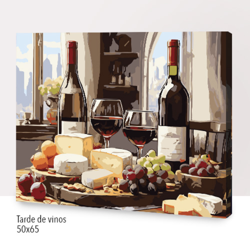 🎨Kit Paint by numbers con bastidor 50x65cm: Tarde de vinos | WG0526✨ NEW✨
