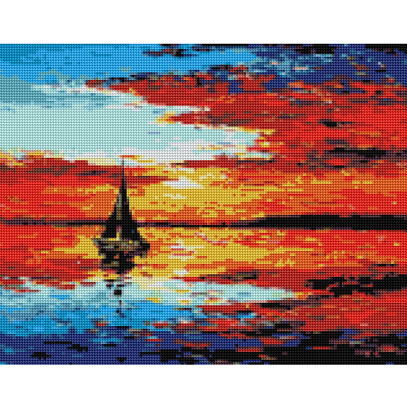 Kit Diamond Painting sin bastidor 35x45 Navegando ante el sunset | WD1618