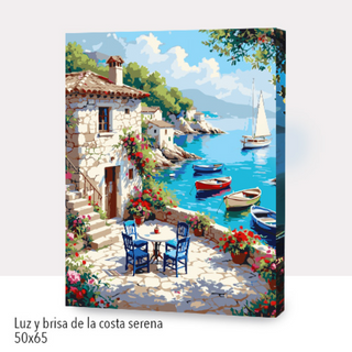 🎨Kit Paint by numbers con bastidor 50x65cm: Luz y Brisa de la Costa serena | WG0726✨ NEW✨