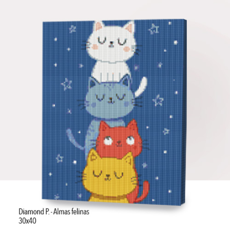 💎Kit Diamond Painting con bastidor 30x40cm: Almas felinas  | WDF2426 ✨NEW✨