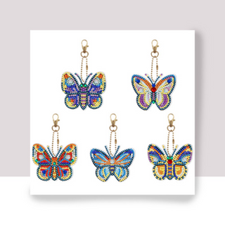 💎 Kit Creativo | Kit Diamond Painting | Pack de 5 llaveros: Mariposas radiantes 🦋✨| YSK101