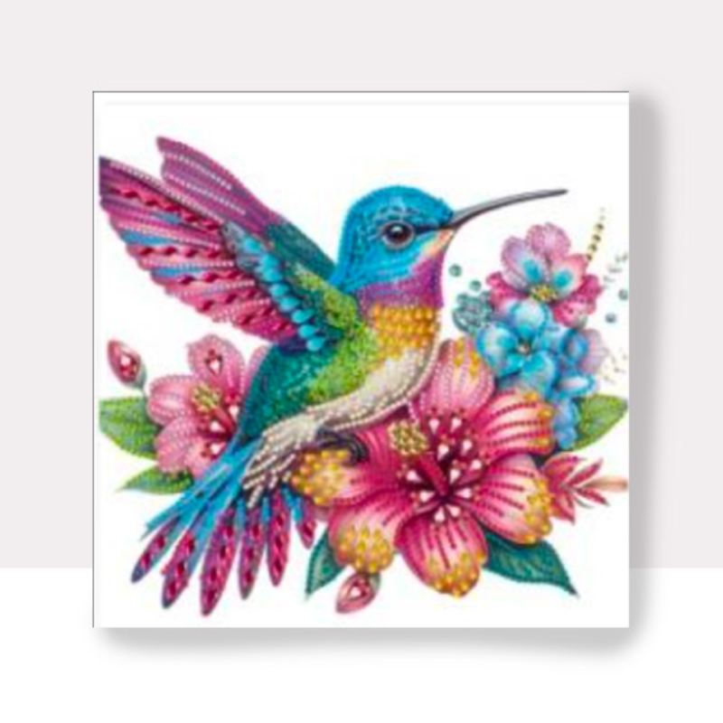 💎 Kit Diamond Painting 30x30cm sin bastidor – Cristales especiales – 🐦 Colibrí Brillante | AB075