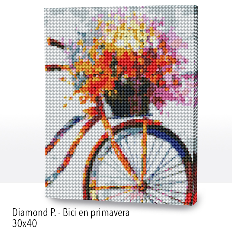 Kit Diamond Painting con bastidor 30x40 Bici en primavera | WDF1614