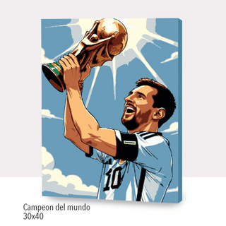 🎨Kit Paint by numbers con bastidor 30x40cm: Campeón del mundo - Messi  | WC0426✨ NEW✨