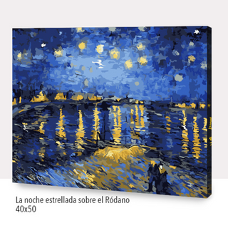 🎨Kit Paint by numbers con bastidor 40x50cm: La noche estrellada sobre el Ródano - Van Gogh | WC1230 ✨ NEW✨ 