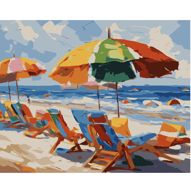 Kit Paint by numbers 40x50 Playa colorida | WC1205