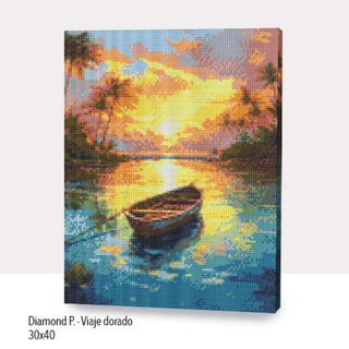💎Kit Diamond Painting con bastidor 30x40cm: Viaje dorado | WDF0226 ✨NEW✨