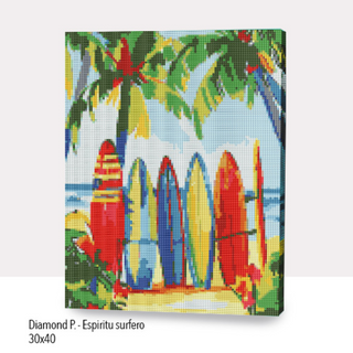 💎Kit Diamond Painting con bastidor 30x40cm: Espiritu surfero  | WDF0526 ✨NEW✨