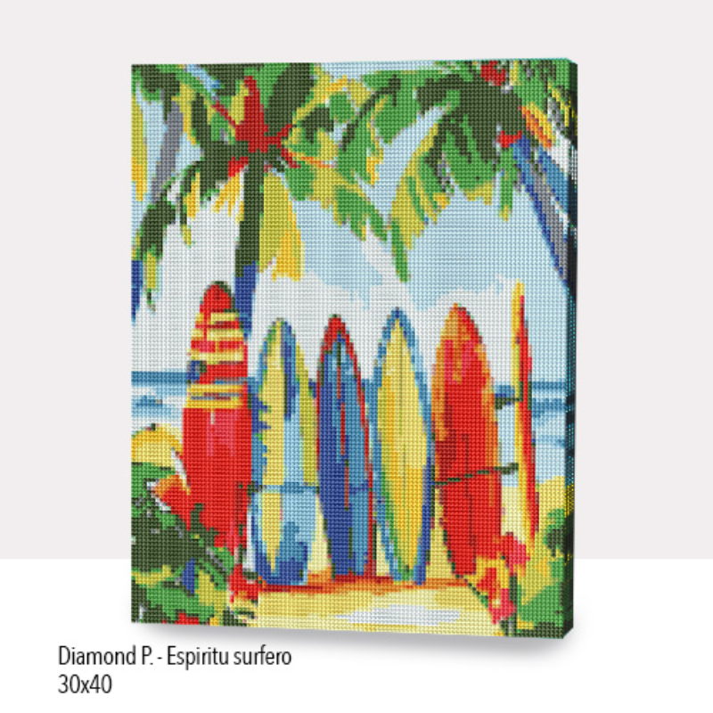 💎Kit Diamond Painting con bastidor 30x40cm: Espiritu surfero  | WDF0526 ✨NEW✨