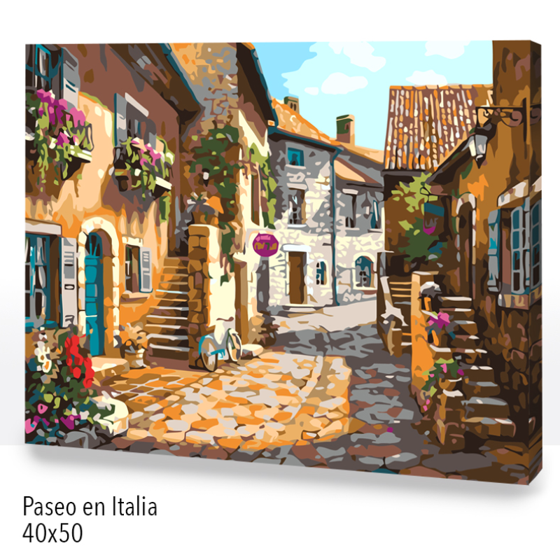 🎨Kit Paint by numbers con bastidor 40x50cm: Paseo en Italia | WC116