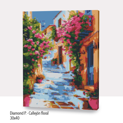 Kit Diamond Painting con bastidor 30x40 Callejón floral | WDF2001