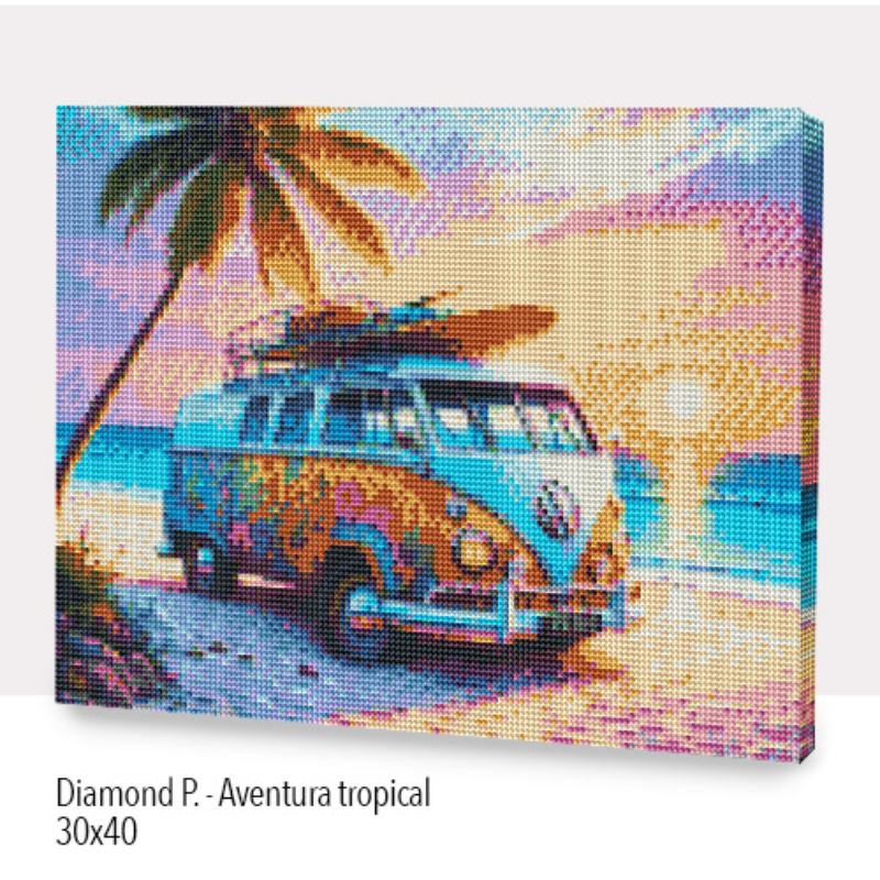 💎Kit Diamond Painting con bastidor 30x40cm: Aventura tropical  | WDF0726 ✨NEW✨