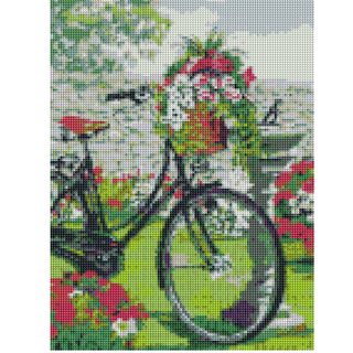 Kit Diamond Painting c/b 30x40 Bici en el jardín | WDF1914