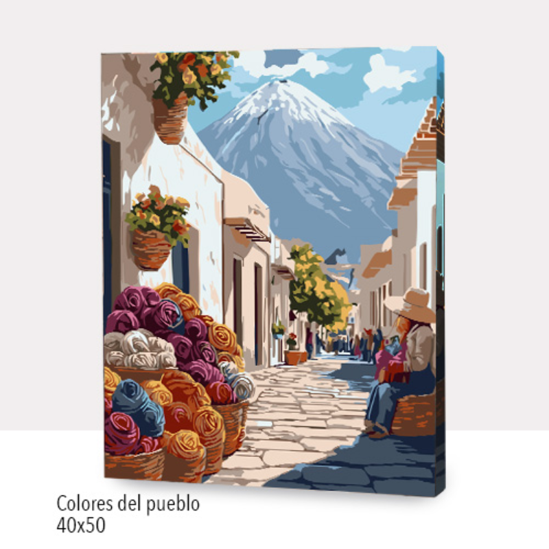🎨Kit Paint by numbers con bastidor 40x50cm: Colores del pueblo - Arequipa | WC2126 ✨ NEW✨ 