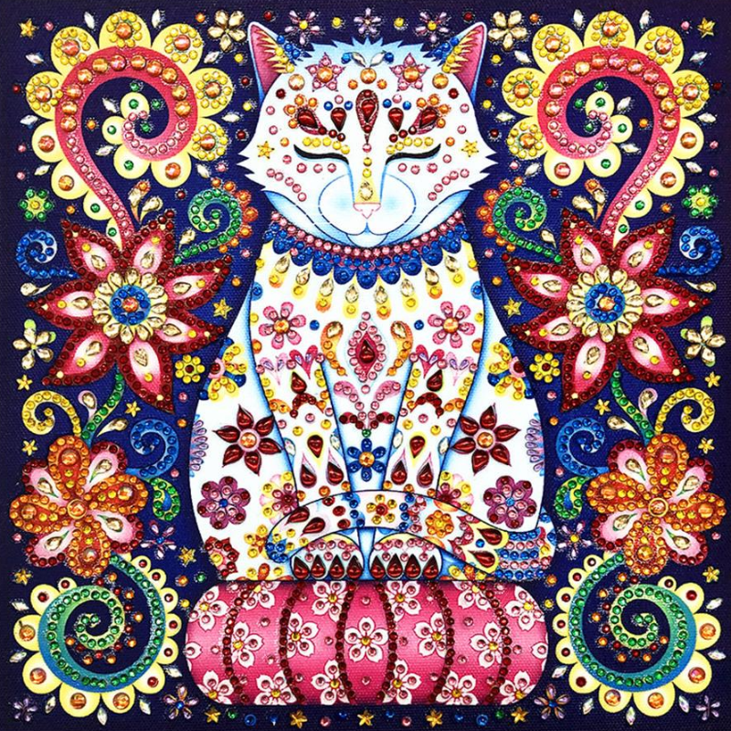Kit Diamond Painting s/b 30x30 Gato hippie | YGSMT15 