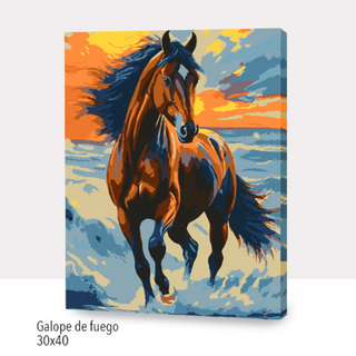🎨Kit Paint by numbers con bastidor 30x40cm: Galope de fuego | WC1126✨ NEW✨