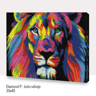 Kit Diamond Painting con bastidor 30x40 León salvaje | WDF1209