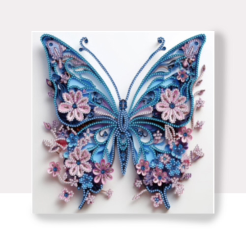 💎 Kit Diamond Painting 30x30cm sin bastidor | ✨ Cristales especiales | Mariposa Brillante 🦋 | AB028