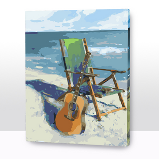 Kit Paint by number Guitarra en la playa | WC1008  Image