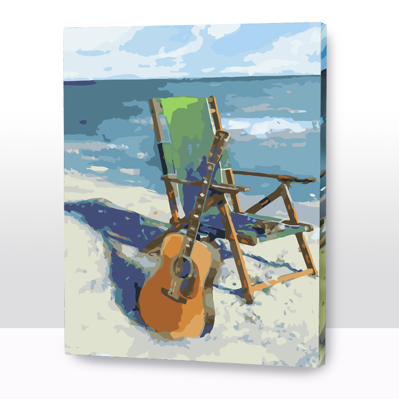 Kit Paint by number Guitarra en la playa | WC1008  Large Image