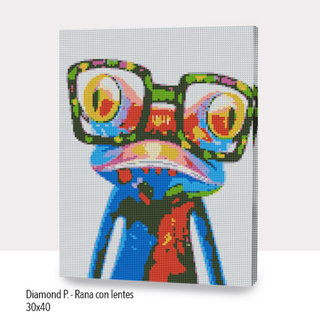 Kit Diamond Painting con bastidor 30x40 Rana con lentes | WDF1611