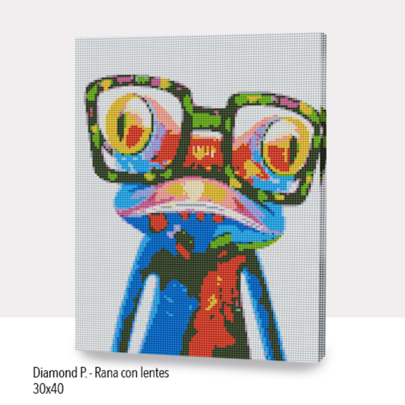 Kit Diamond Painting con bastidor 30x40 Rana con lentes | WDF1611
