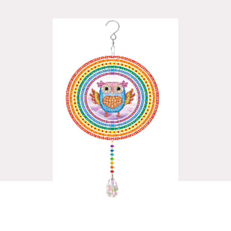 💎 Kit Creativo | Diamond Painting | Adorno colgante: Búho misterioso✨(Doble Cara)| GSP208✨NEW✨