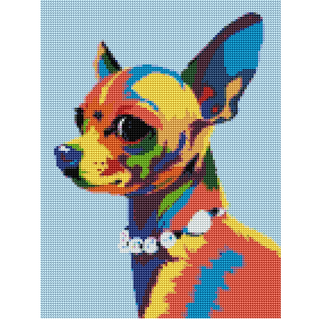 Kit Diamond Painting c/b 30x40 Chihuahua colorido | WDF1610