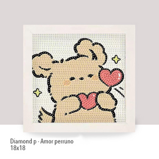 💎Kit Diamond Painting con marco 18x18cm: Amor Perruno| DP188✨NEW✨ 