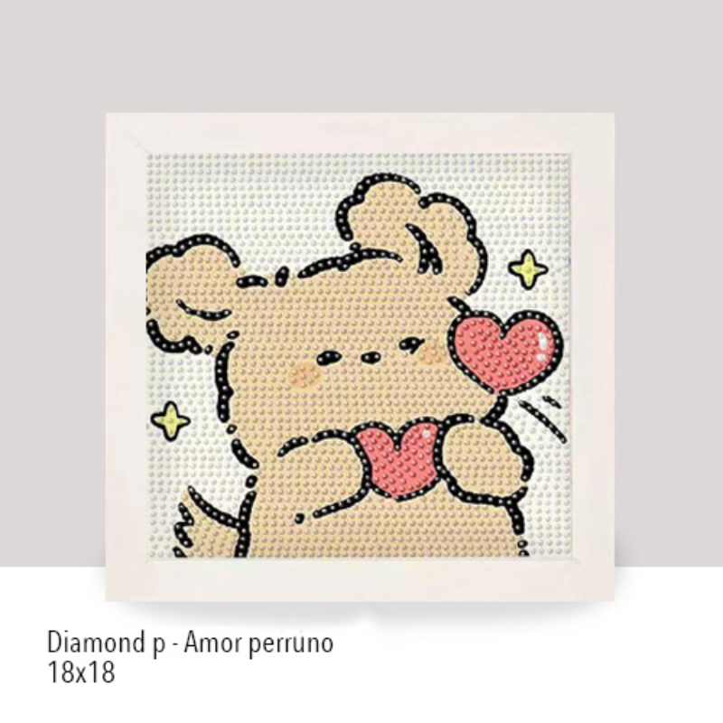 💎Kit Diamond Painting con marco 18x18cm: Amor Perruno| DP188✨NEW✨ 