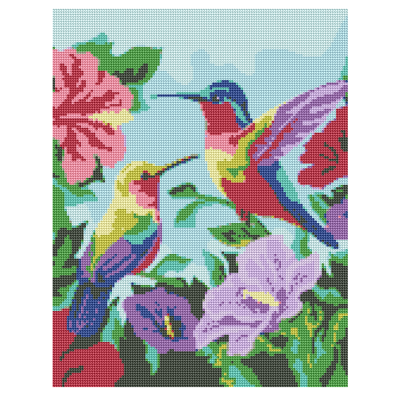 Kit Diamond Painting sin bastidor 35x45 Colibríes en vuelo | WD1026 