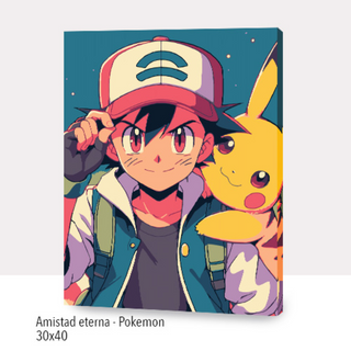 🎨Kit Paint by numbers con bastidor 30x40cm: Amistad eterna - Pokémon| WC3226✨ NEW✨