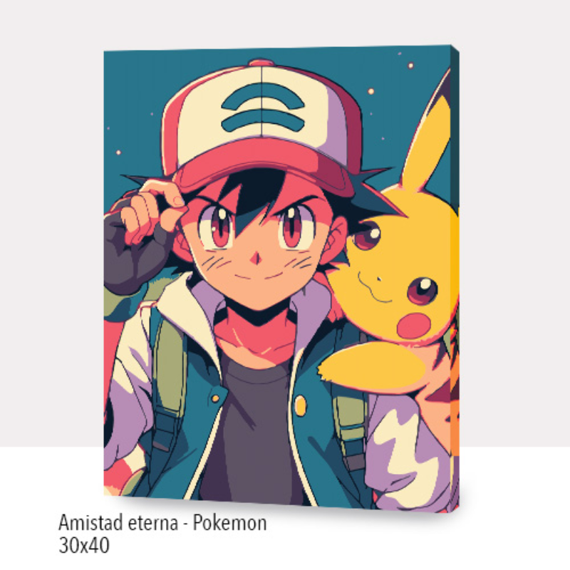 🎨Kit Paint by numbers con bastidor 30x40cm: Amistad eterna - Pokémon| WC3226✨ NEW✨