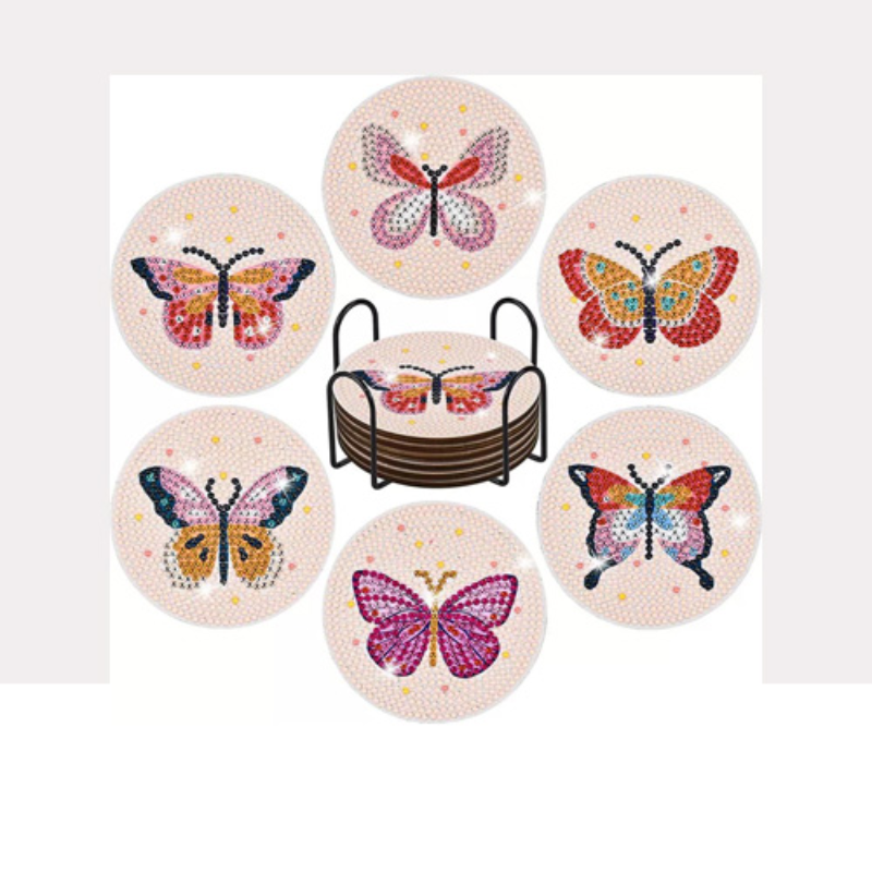 💎Kit Creativo | Diamond Painting | Posavasos: Vuelo de Mariposas ✨ | DPC210✨NEW✨
