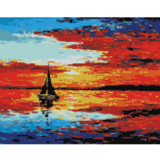 Kit Diamond Painting sin bastidor 35x45: Navegando ante el sunset | WD1618206 1