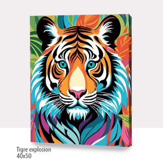 🎨Kit Paint by numbers con bastidor 40x50cm: Tigre explosión-creativa | WC5026✨ NEW✨