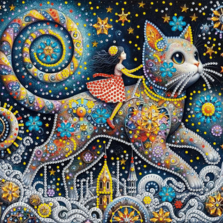 Kit Diamond Painting s/b 30x30 Gato estrellado | AB088