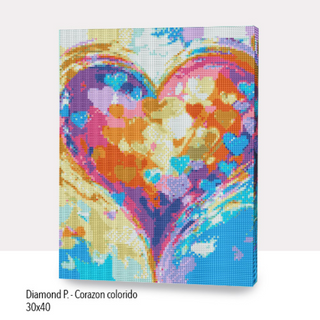 💎Kit Diamond Painting con bastidor 30x40cm:  Corazon colorido | WDF1026✨NEW✨