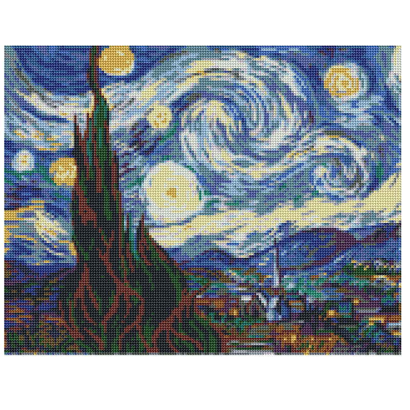 Kit Diamond Painting sin bastidor 35x45 Noche estrellada - Van Gogh | WD1912