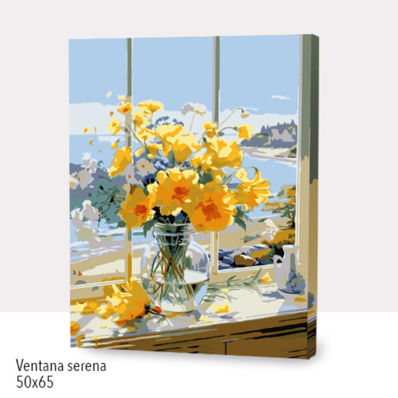 🎨Kit Paint by numbers con bastidor 50x65cm: Ventana Serena |WG1518✨ NEW✨ 