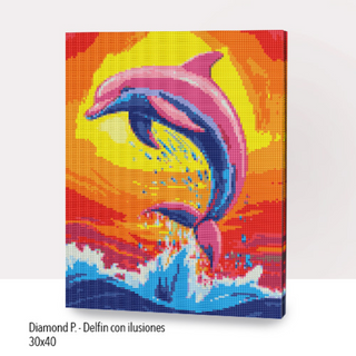 💎Kit Diamond Painting con bastidor 30x40cm: Delfín con ilusiones | WDF2526✨NEW✨