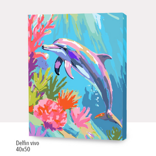 🎨Kit Paint by numbers con bastidor 40x50cm: Delfin vivo | WC3926✨ NEW✨