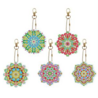 Kit Diamond Painting / Pack de 5 llaveros Mandalas coloridas | YSK086