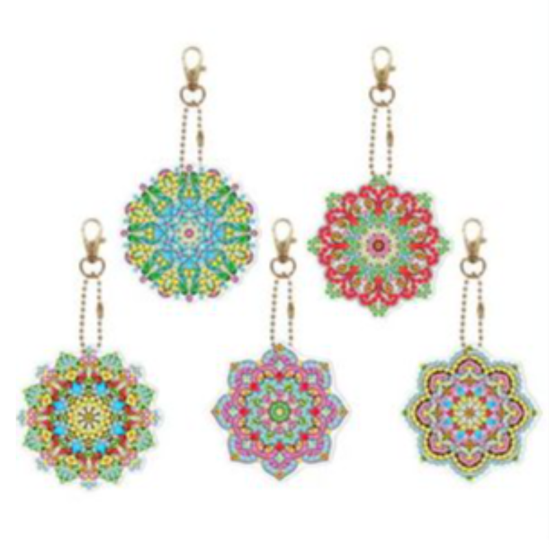 Kit Diamond Painting / Pack de 5 llaveros Mandalas coloridas | YSK086